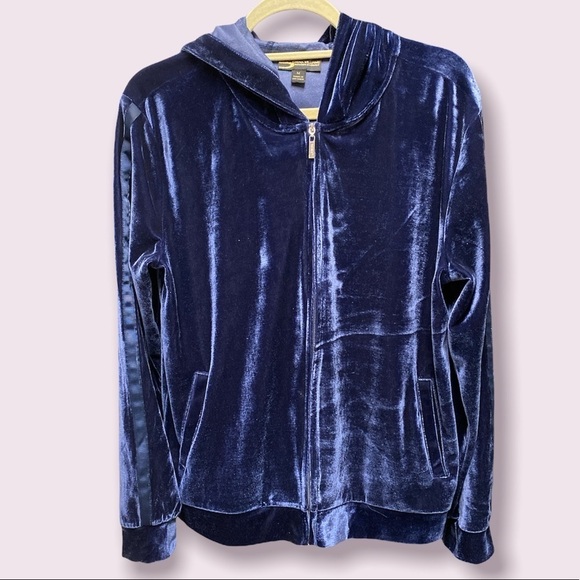 Serena Williams jacket full zip hooded 2 pockets faux velvet size medium NWOT - Picture 1 of 10